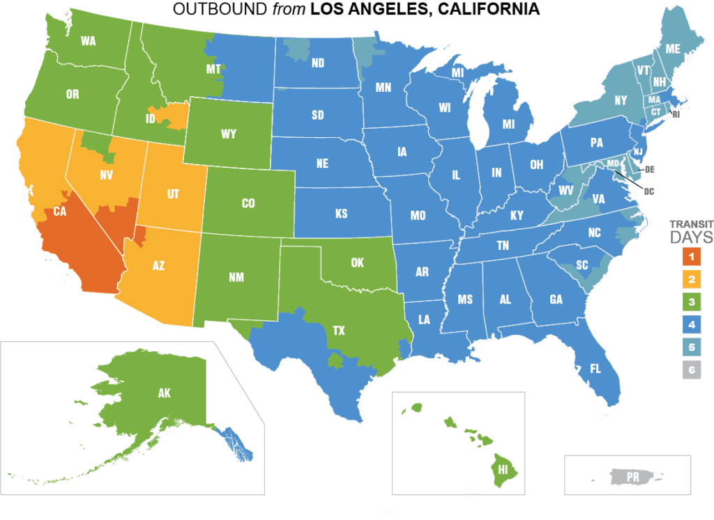 Shipping Map Los Angeles