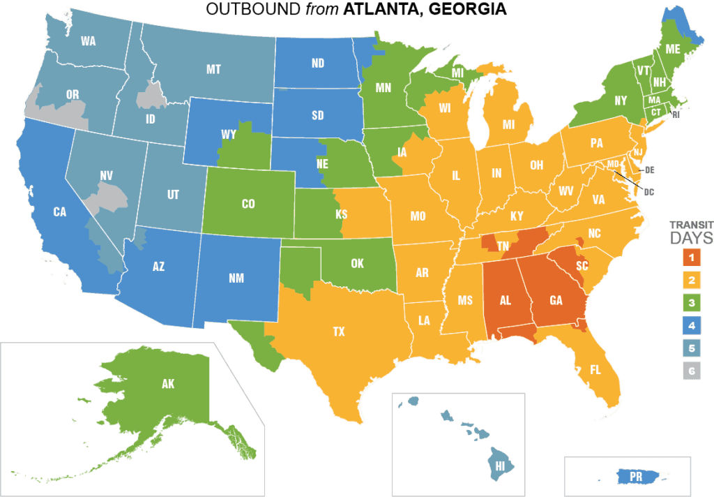 Shipping Map of Atlanta