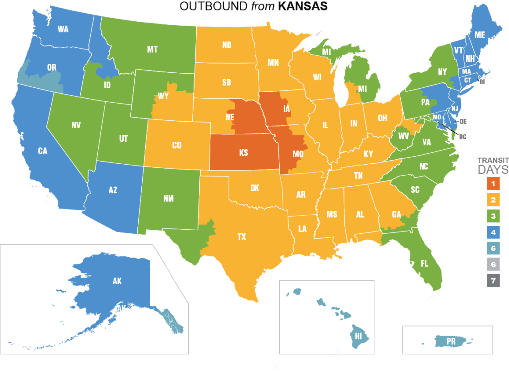 Shipping Map of Kansas