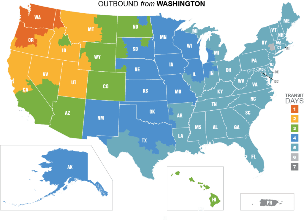 Shipping Map of Washington